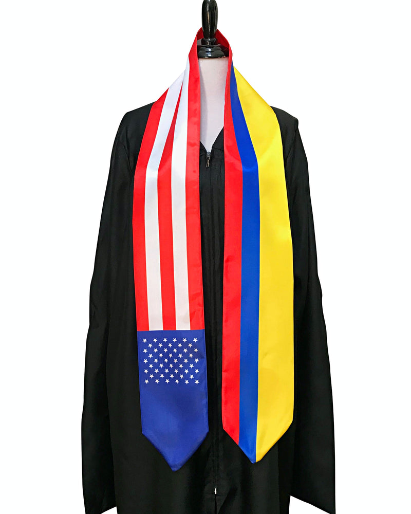 American Colombian mix flags Graduation stole / United States Colombia flag graduation sash / International Student Abroad, Colombia scarf