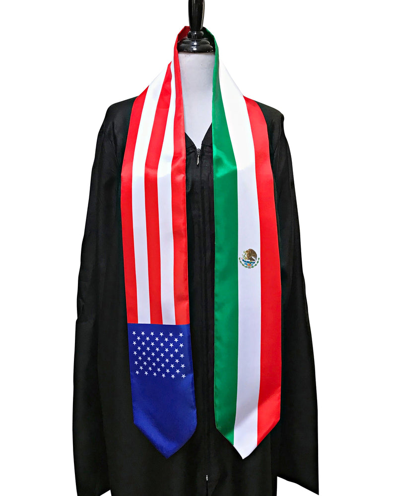 Mexican American Mix Flags Graduation Stole | Roots Pride Mexican American Mix Flags Graduation Stole | Roots Pride
