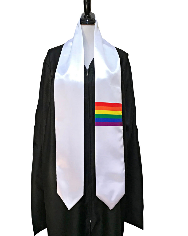 DOUBLE SIDED Lgbtqia rainbow flag Graduation stole / LGBTQ flag graduation sash / Gay pride flag scarf / Rainbow flag shawl