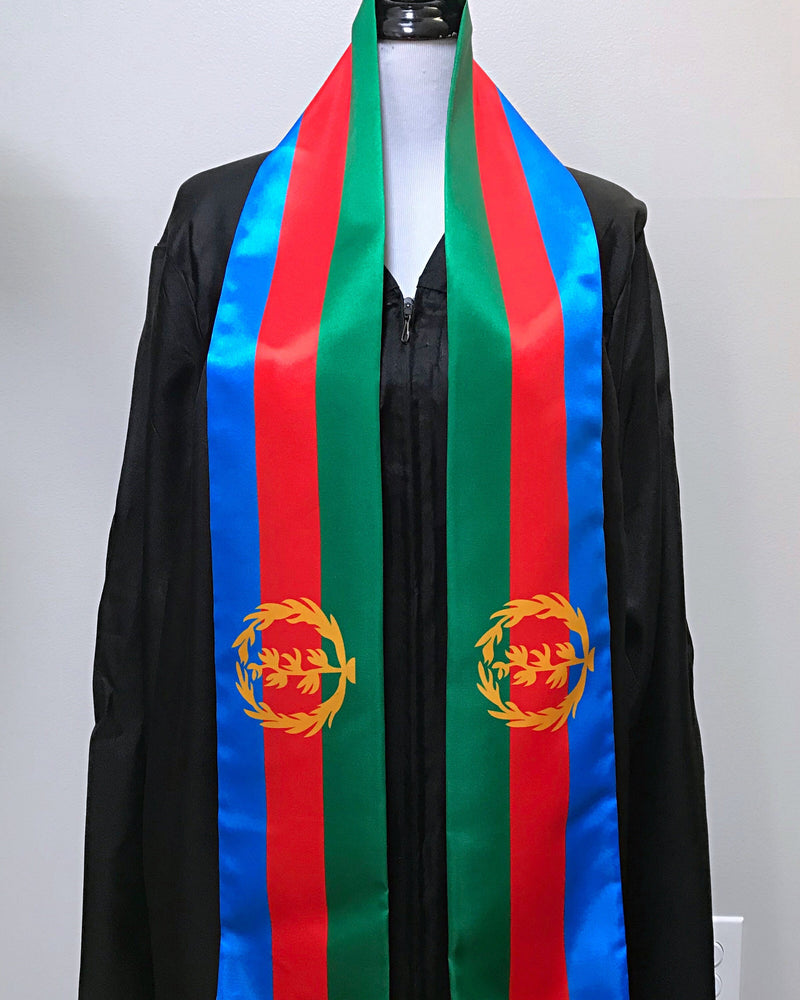 DOUBLE SIDED Eritrea flag Graduation stole / Eritrea flag graduation sash / Eritrean International Student Abroad / Eritrea flag scarf