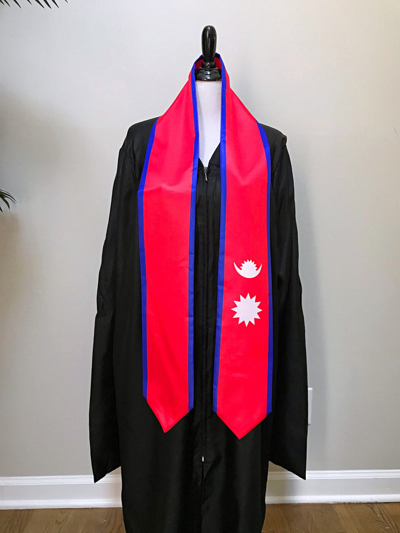 DOUBLE SIDED Nepal flag Graduation stole / Nepal flag graduation sash / Nepalese International Student Abroad / Nepal flag scarf
