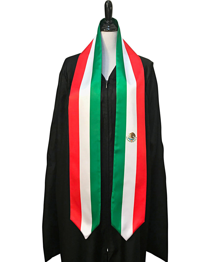 DOUBLE SIDED Mexico flag Graduation stole / Mexico flag graduation sash / Mexico International Student Abroad / Mexico flag scarf
