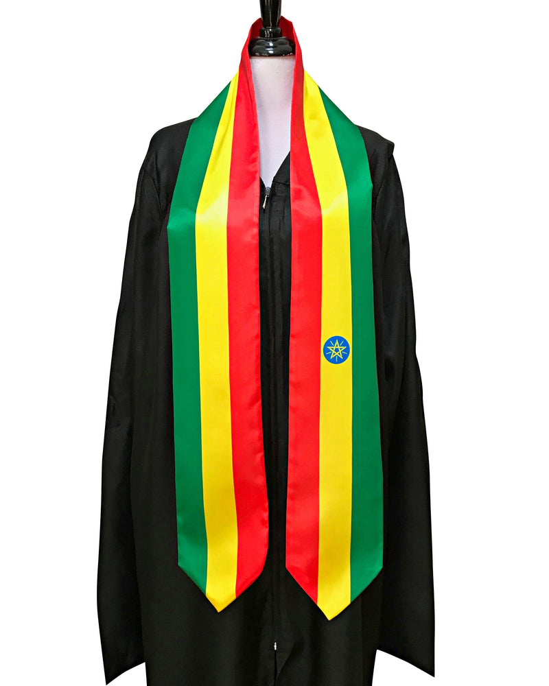 DOUBLE SIDED Ethiopia flag Graduation stole / Ethiopia flag graduation sash / Ethiopian International Student Abroad / Ethiopia flag scarf
