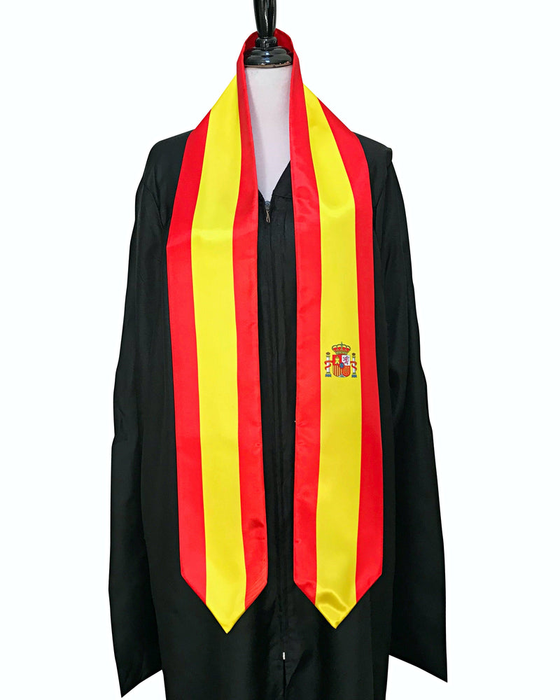 DOUBLE SIDED Spain flag Graduation stole / Spain flag graduation sash / Spanish International Student Abroad / Spain flag scarf