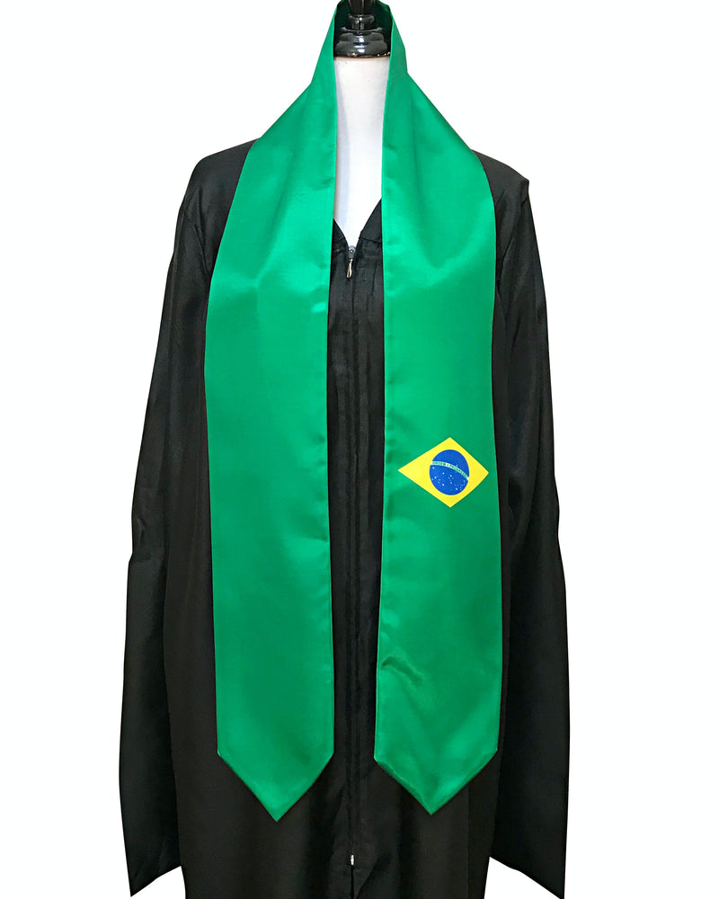 DOUBLE SIDED Brazil flag Graduation stole / Brazil flag graduation sash / Brazilian International Student Abroad / Brazil flag scarf