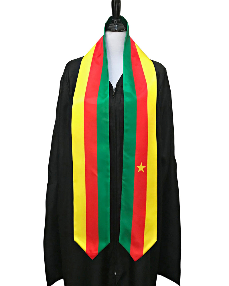 DOUBLE SIDED Cameroon flag Graduation stole / Cameroon flag graduation sash / Cameroonian International Student Abroad / Cameroon flag scarf