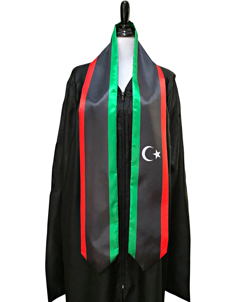 DOUBLE SIDED Libya flag Graduation stole / Libya flag graduation sash / Libyan International Student Abroad / Libya flag scarf