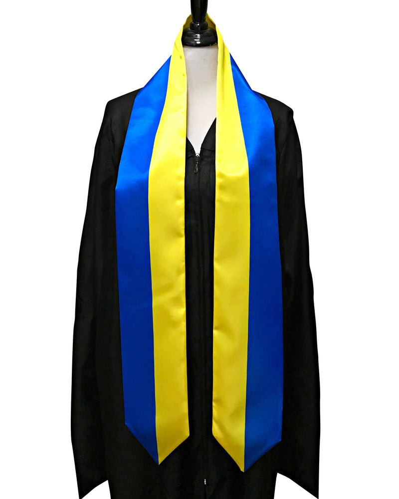 DOUBLE SIDED Ukraine flag Graduation stole / Ukraine flag graduation sash / Ukrainian International Student Abroad / Ukraine flag scarf