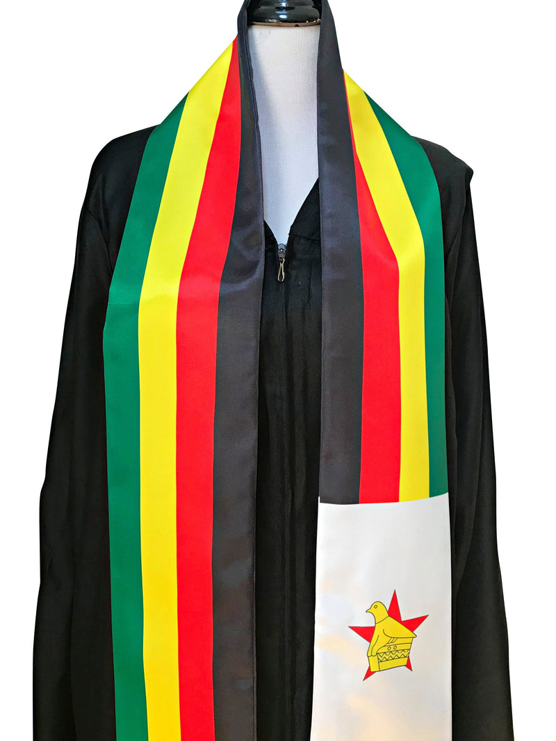 DOUBLE SIDED Zimbabwe flag Graduation stole / Zimbabwe flag graduation sash / Zimbabwean International Student Abroad / Zimbabwe flag scarf