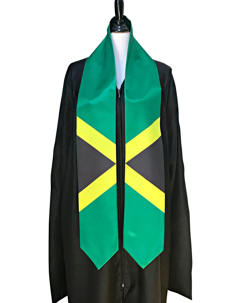 DOUBLE SIDED Jamaica flag Graduation stole / Jamaica flag graduation sash / Jamaican International Student Abroad / Jamaica flag scarf