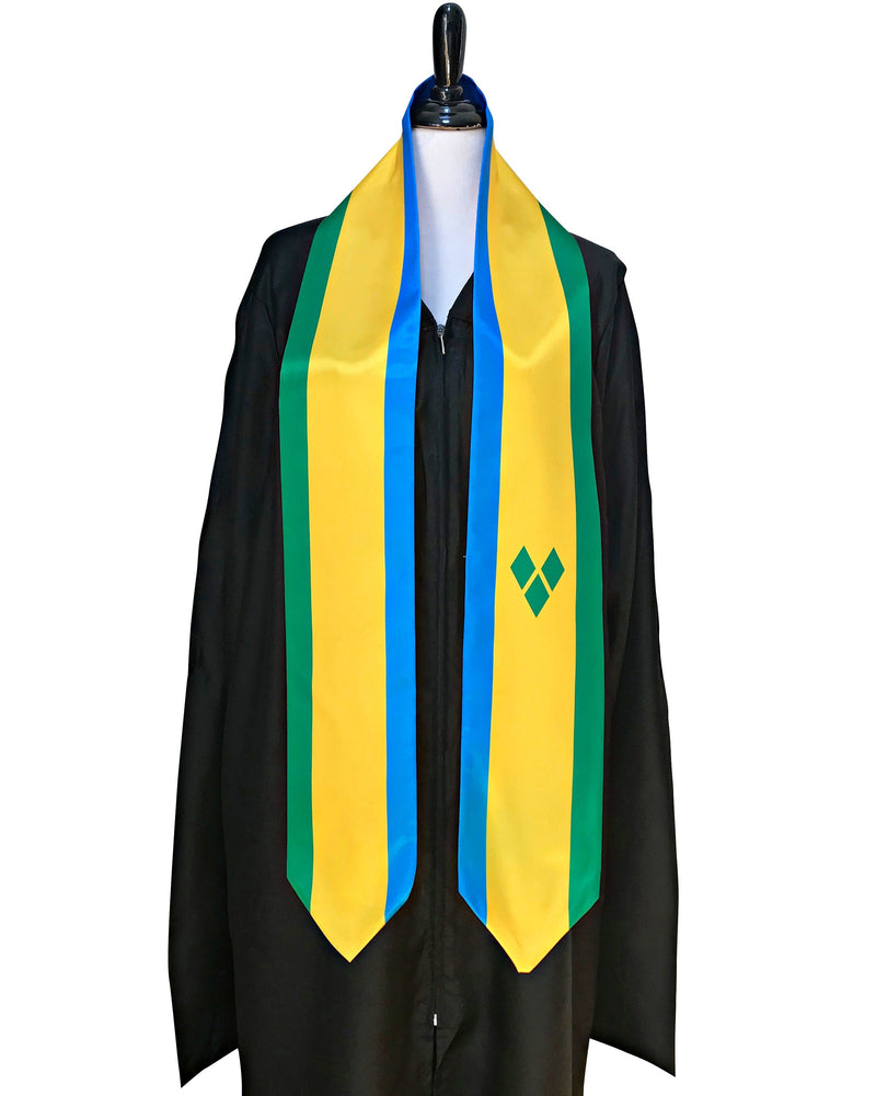 DOUBLE SIDED Saint Vincent flag Graduation stole / Saint Vincent flag graduation sash / Saint Vincent and The Grenadines flag scarf
