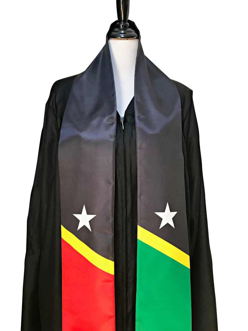 DOUBLE SIDED Saint Kitts and Nevis flag Graduation stole / St Kitts flag graduation sash, Kittitian International Student Abroad flag scarf