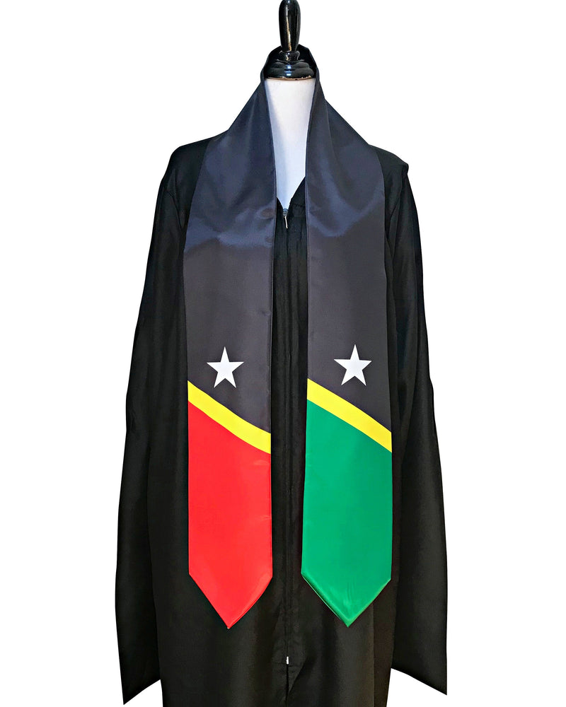 DOUBLE SIDED Saint Kitts and Nevis flag Graduation stole / St Kitts flag graduation sash, Kittitian International Student Abroad flag scarf