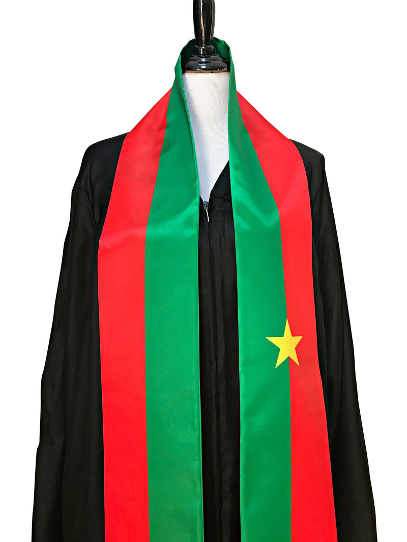 DOUBLE SIDED Burkina Faso flag Graduation stole / Burkina Faso flag graduation sash / Burkinabe International Student Abroad flag scarf