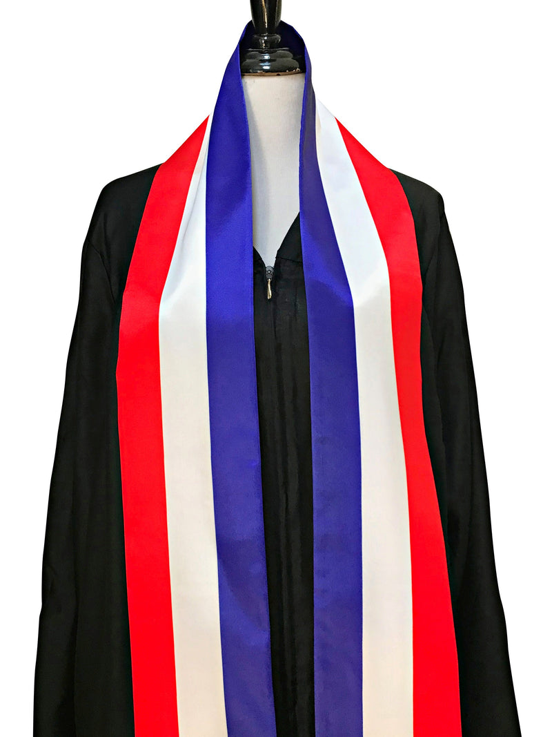 DOUBLE SIDED France flag Graduation stole / France flag graduation sash / French International Student Abroad / France flag scarf shawl