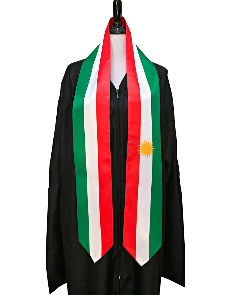 DOUBLE SIDED Kurdistan flag Graduation stole / Kurdistan flag graduation sash / Kurdish International Student Abroad / Kurdistan flag scarf