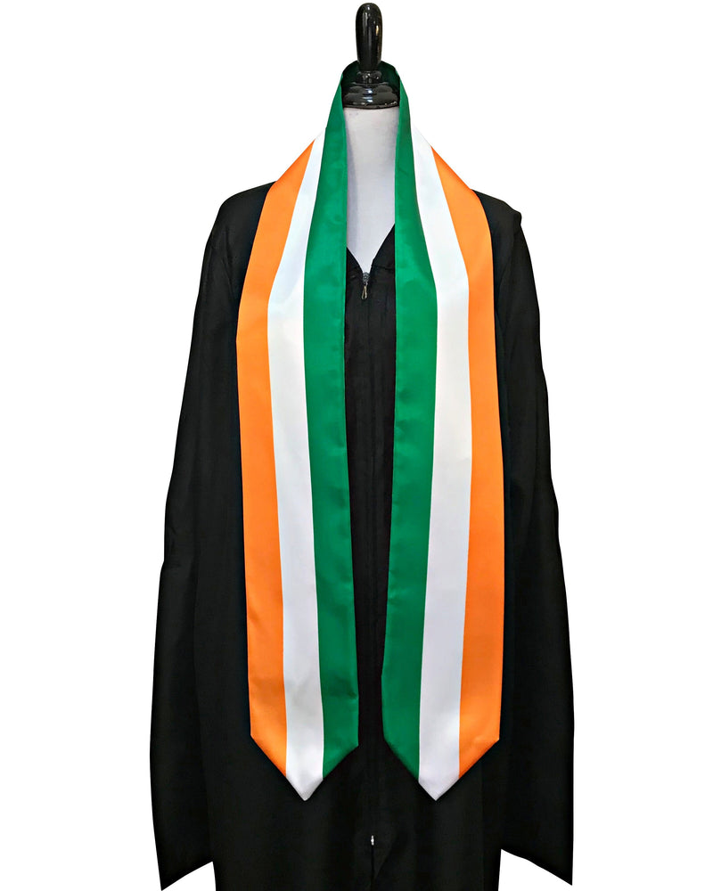 DOUBLE SIDED Ireland flag Graduation stole / Ireland flag graduation sash / Irish International Student Abroad / Ireland flag scarf