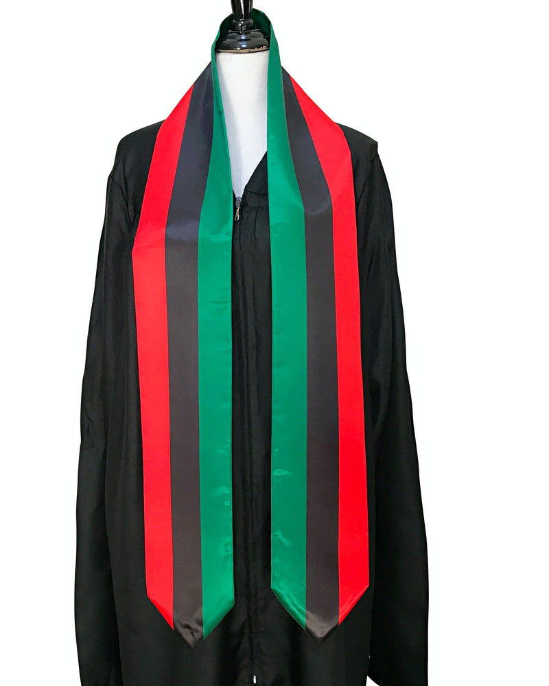 DOUBLE SIDED Pan African flag Graduation stole/ Pan-African flag graduation sash / African American International Student Abroad flag scarf