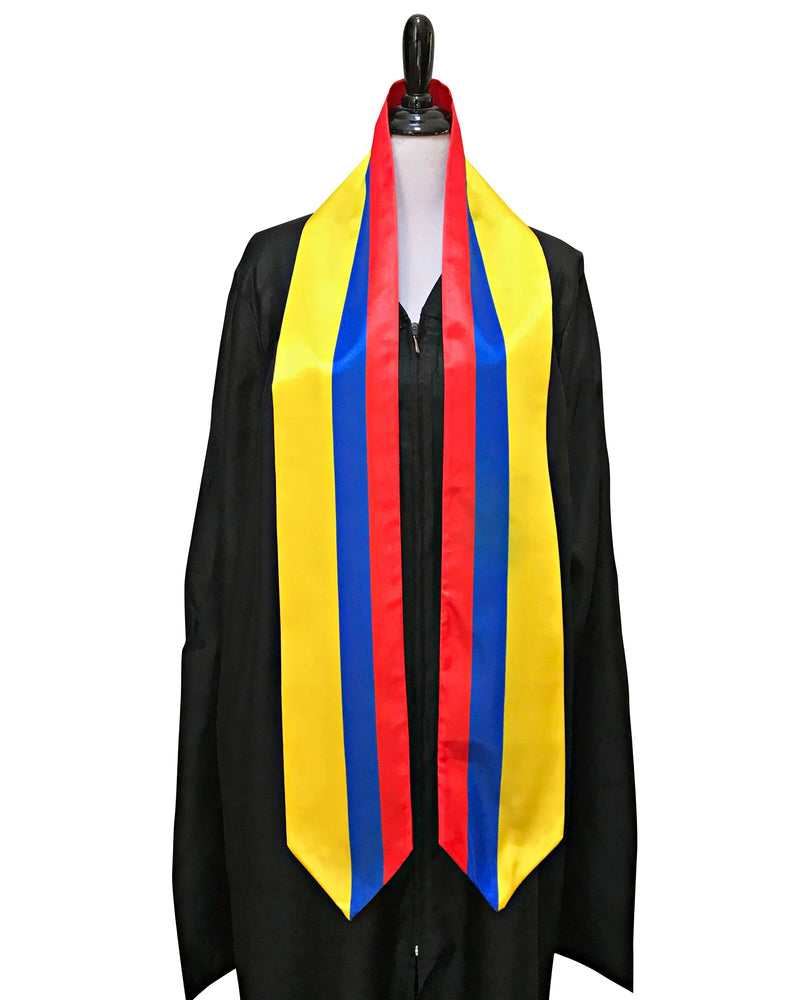 DOUBLE SIDED Colombia flag Graduation stole / Colombia flag graduation sash / Colombian International Student Abroad / Colombia flag scarf
