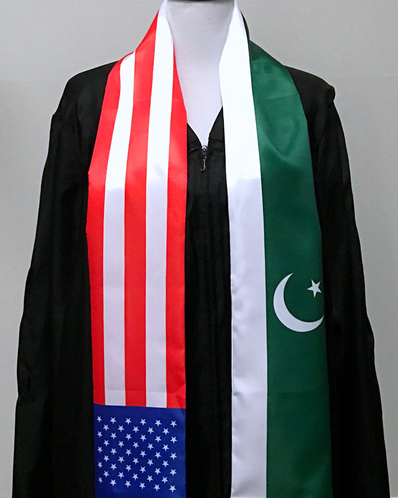 American Pakistanis mix flag Graduation stole / United States Pakistan flag graduation sash / Pakistan International Student Abroad flag