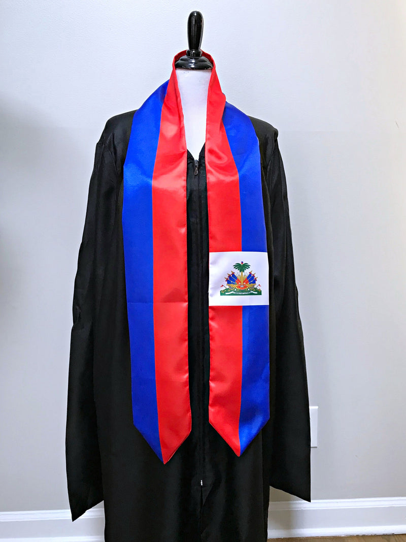 Haiti flag Graduation stole / Haiti flag graduation sash / Haitian International Student Abroad / Haiti flag scarf