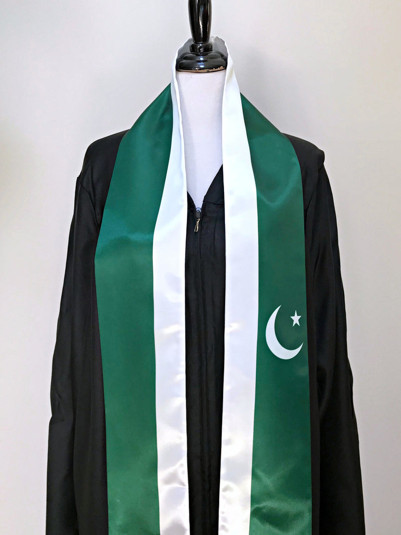 DOUBLE SIDED Pakistan flag Graduation stole / Pakistan flag graduation sash / Pakistanis International Student Abroad / Pakistan flag scarf