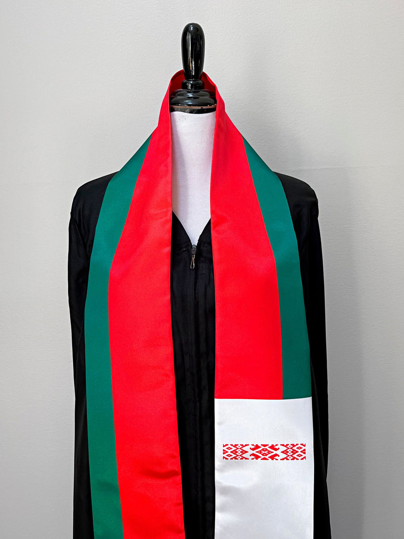 DOUBLE SIDED Belarus flag Graduation stole / Belarus flag graduation sash / Belarusian International Student Abroad / Belarus flag scarf