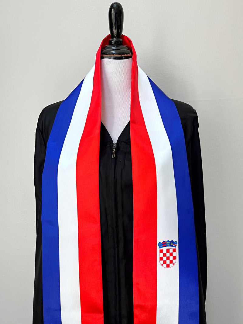 DOUBLE SIDED Croatia flag Graduation stole / Croatia flag sash / Croatian International Student Abroad / Croatia flag scarf / Croatia shawl