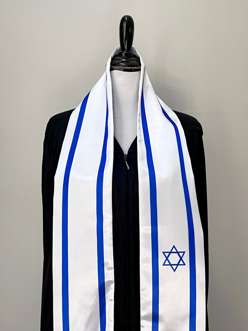 DOUBLE SIDED Israel flag Graduation stole / Israel flag sash / Israeli International Student Abroad / Israel flag scarf / Israel flag shawl