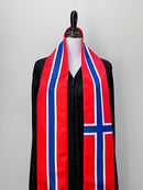 DOUBLE SIDED Norway flag Graduation stole / Norway flag sash / Norwegian International Student Abroad / Norway flag scarf / Norway shawl