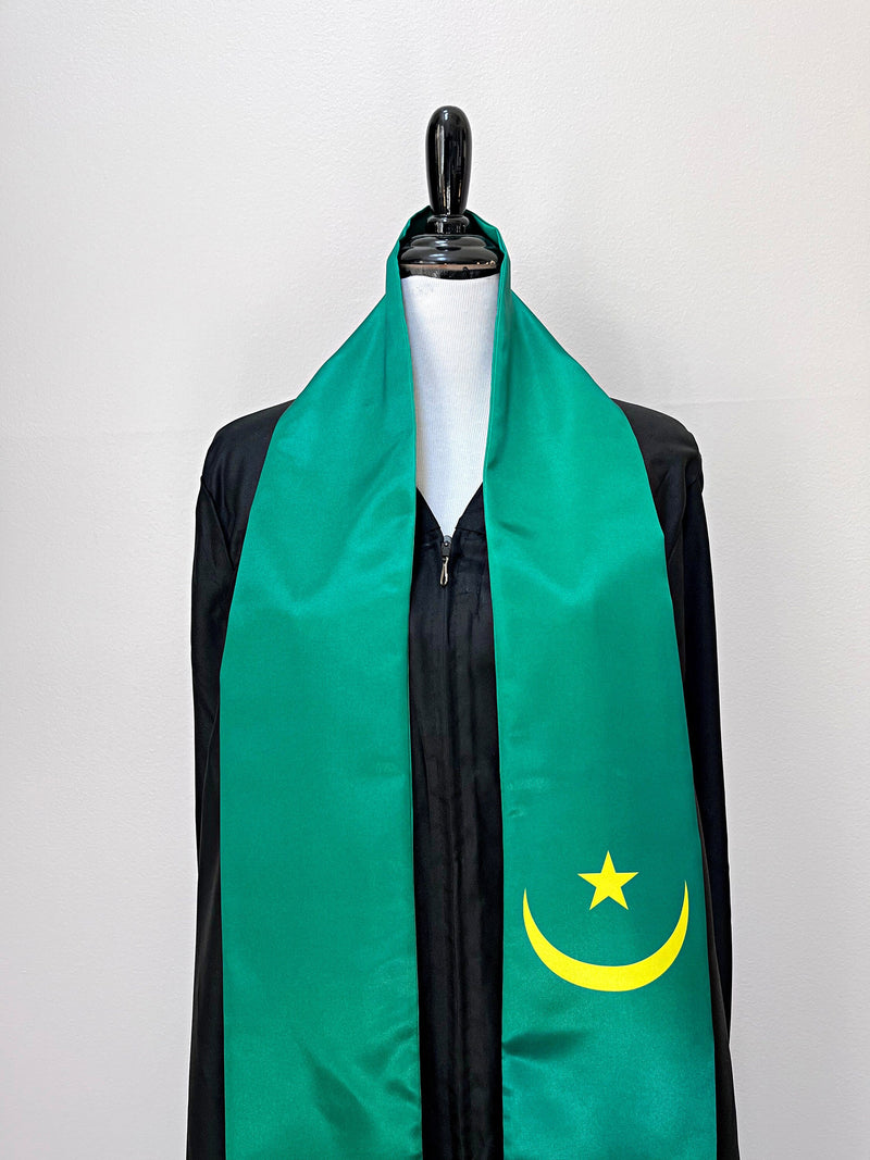 DOUBLE SIDED Mauritania flag Graduation stole / Mauritania flag sash / Mauritanian International Student Abroad, Mauritania flag scarf shawl