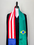 American Brazilian mix flags Graduation stole / United States Brazil mix flag graduation sash, Brazil USA mix flag shawl, Gift for Brazilian