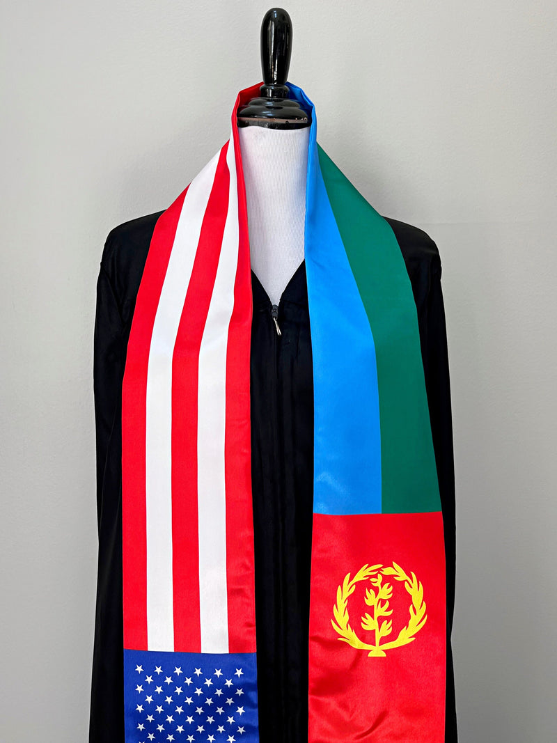 American Eritrean mix flags Graduation stole / United States Eritrea mix flag sash, Eritrea USA mix flag shawl, Gift for Eritrean