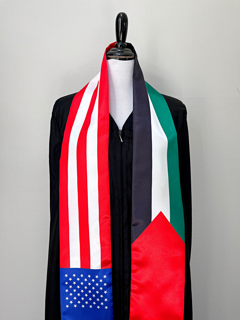 American Palestinian mix flags Graduation stole, United States Palestine mix flags sash, Palestine USA mix flag shawl, Gift for Palestinian