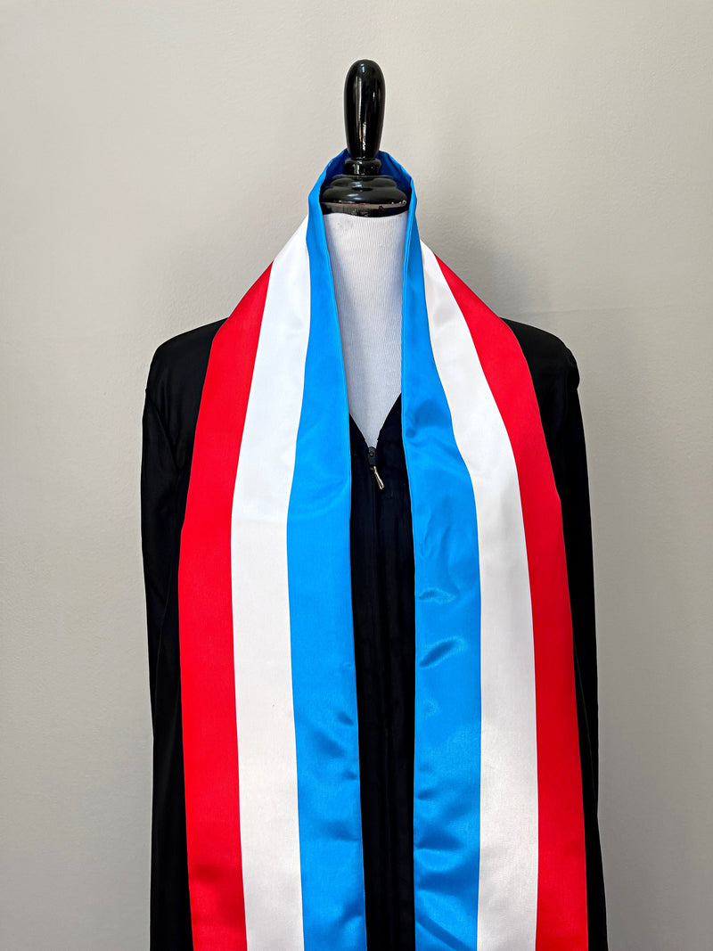 DOUBLE SIDED Luxembourg flag Graduation stole / Luxembourg flag graduation sash / Luxembourger Student Abroad / Luxembourg flag scarf