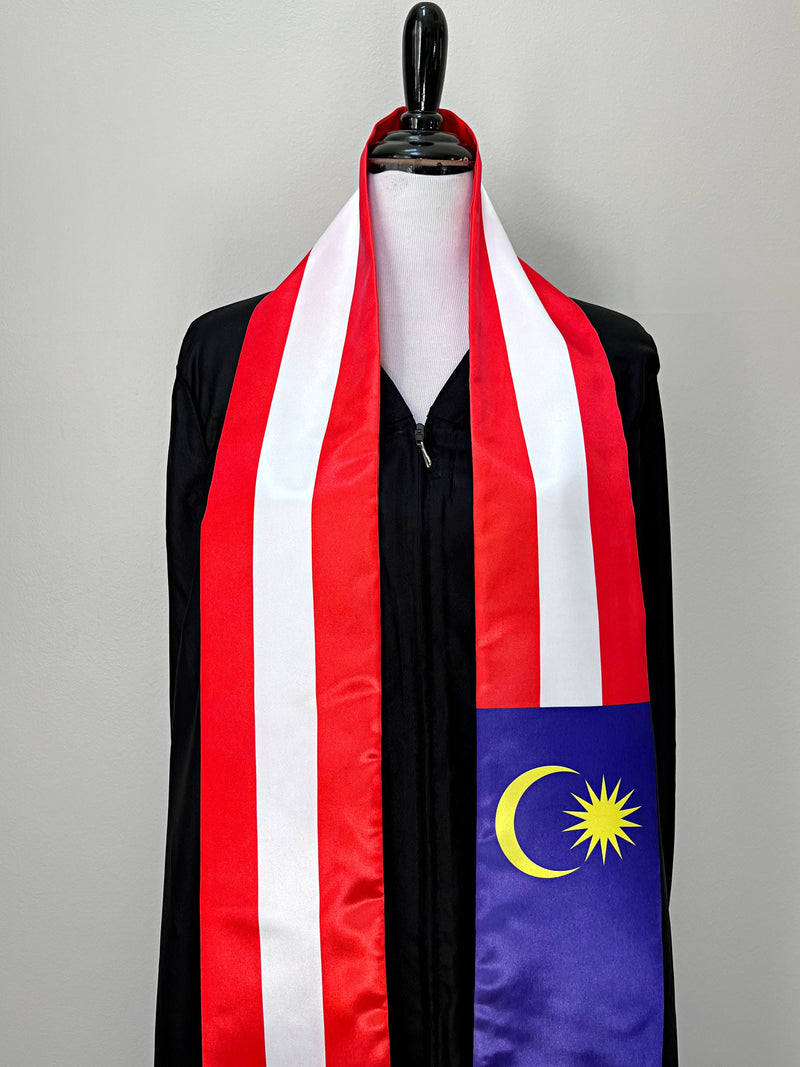 DOUBLE SIDED Malaysia flag Graduation stole / Malaysia flag graduation sash / Malaysian International Student Abroad / Malaysia flag scarf