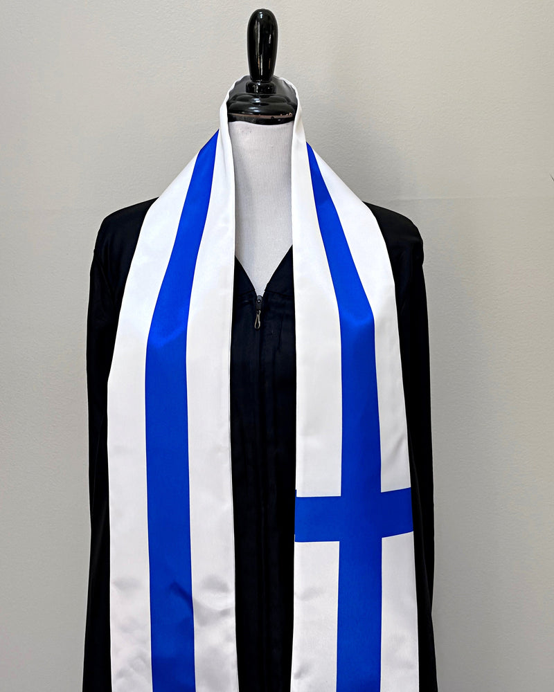 DOUBLE SIDED Finland flag Graduation stole / Finland flag sash / Finnish International Student Abroad / Finland flag scarf / Finland shawl