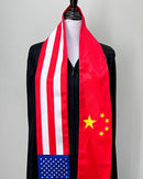 American Chinese mix flags Graduation stole / United States China flag graduation sash / International Student Abroad, China scarf shawl