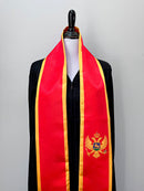 DOUBLE SIDED Montenegro flag Graduation stole / Montenegro flag sash / Montenegrin International Student Abroad, Montenegro flag scarf shawl