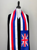 DOUBLE SIDED Hawaii State flag stole / Hawaii flag sash / American International Student Abroad / USA Hawaii flag scarf / Hawaii flag shawl