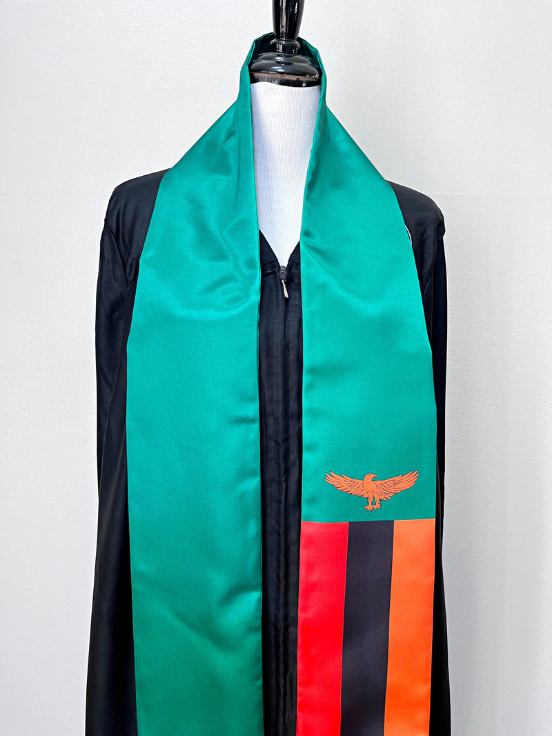 DOUBLE SIDED Zambia flag Graduation stole / Zambia flag sash / Zambian International Student Abroad / Zambia flag scarf / Zambia flag shawl