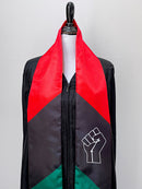 DOUBLE SIDED Afro-American flag Graduation stole/ Pan-African flag graduation sash / African American Graduate flag scarf / Raised fist