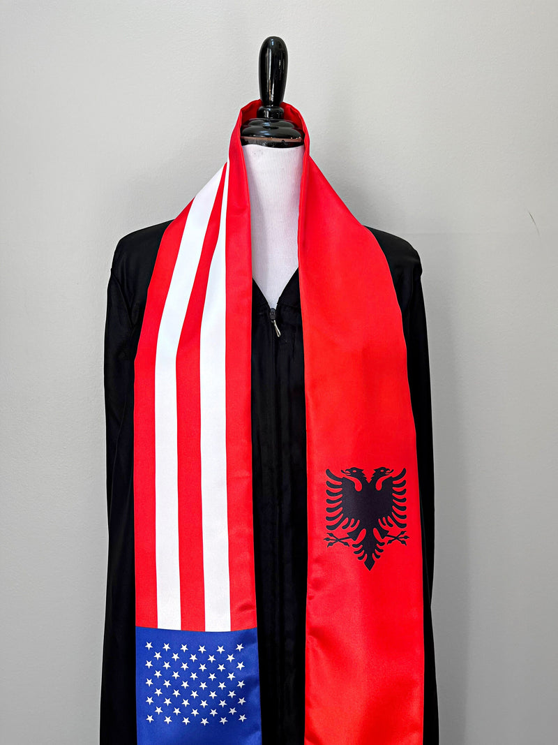 American Albanian mix flags Graduation stole / United States Albania flag graduation sash / International Student Abroad flag scarf shawl
