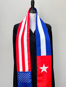 American Cuban mix flags Graduation stole / United States Cuba mix flag graduation sash, Cuba USA mix flag shawl, Cuba scarf, Gift for Cuban