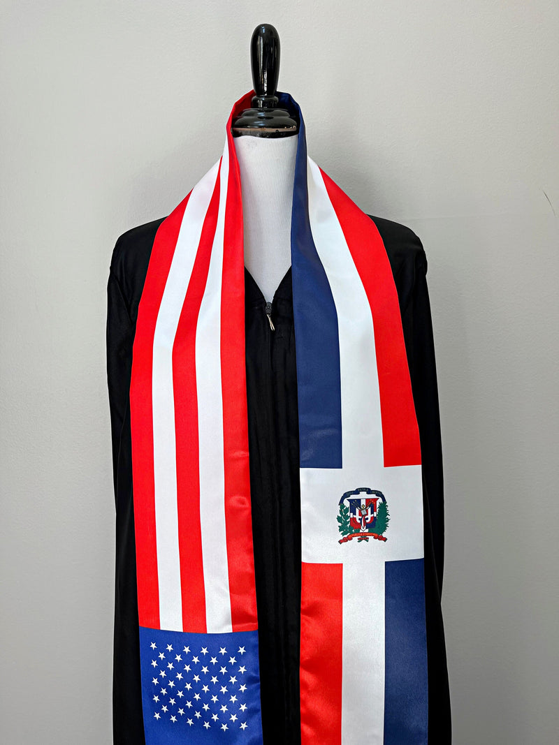 American Dominican mix flags Graduation stole, United States Dominican Republic mix flags sash, Dominican USA flag shawl, Gift for Dominican