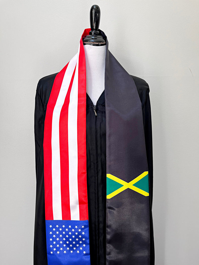 American Jamaican mix flags Graduation stole / United States Jamaica mix flag sash, Jamaica USA flag shawl, Jamaica scarf, Gift for Jamaican