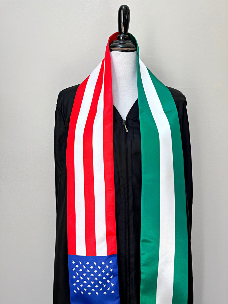 American Nigerian mix flags Graduation stole, United States Nigeria Republic mix flags sash, Nigeria USA flag shawl scarf, Gift for Nigerian