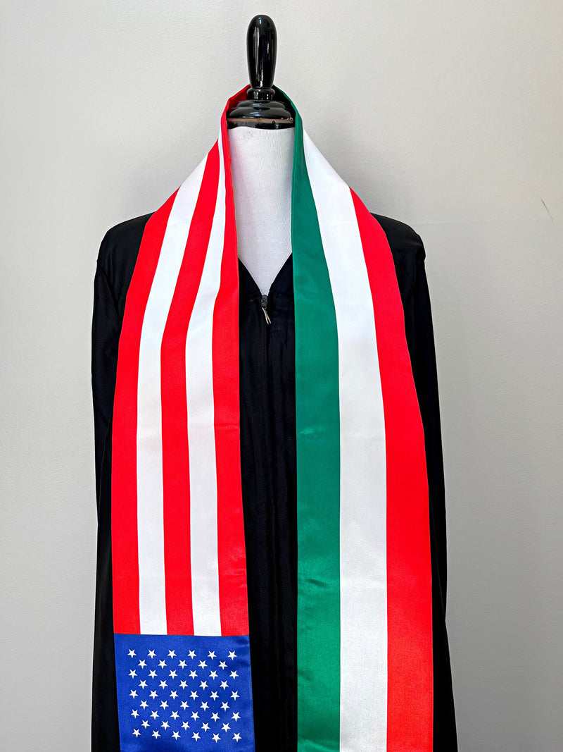 American Italian mix flags Graduation stole / United States Italy mix flags graduation sash / Italy USA flag shawl scarf / Gift for Italian