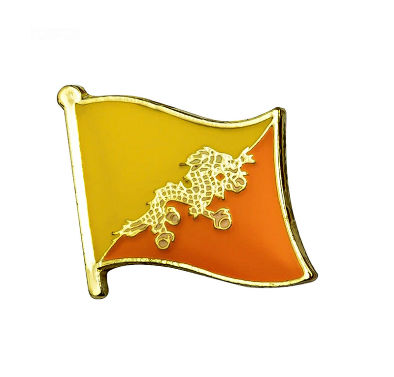 Bhutan Flag Lapel clothes pin / Bhutan country flag Badge / Bhutanese flag Brooch / Bhutan National Flag Lapel Pin / Bhutan enamel pin