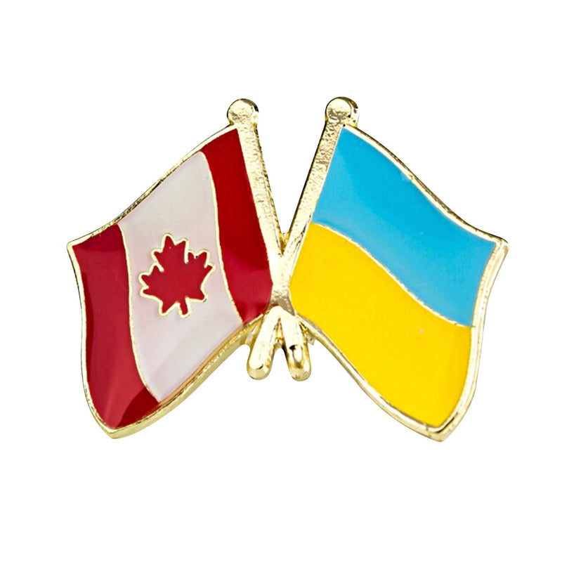 Ukraine & Canada friendship Flag Lapel pin / country flag Badge / Ukrainian Canadian flag Brooch / Canada Ukraine enamel pin